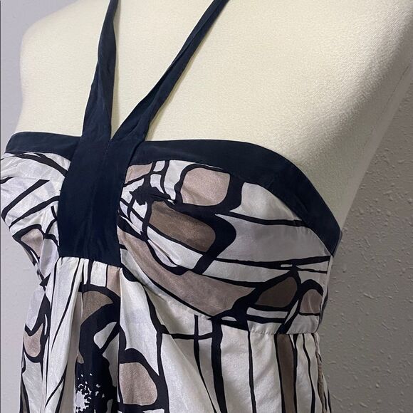 BCBGMaxAzria 100% Silk Floral Halrer Top Mini Party Dress Women's Size 4 - Picture 7 of 15